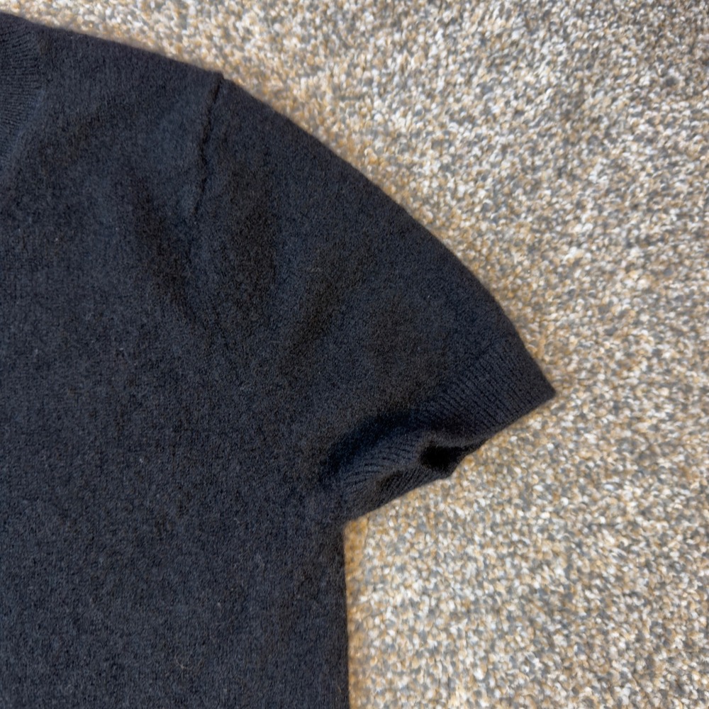 Quince Womens 100% Mongolian Cashmere Short Sleeve Crewneck Sweater Black XS - Picture 8 of 8
